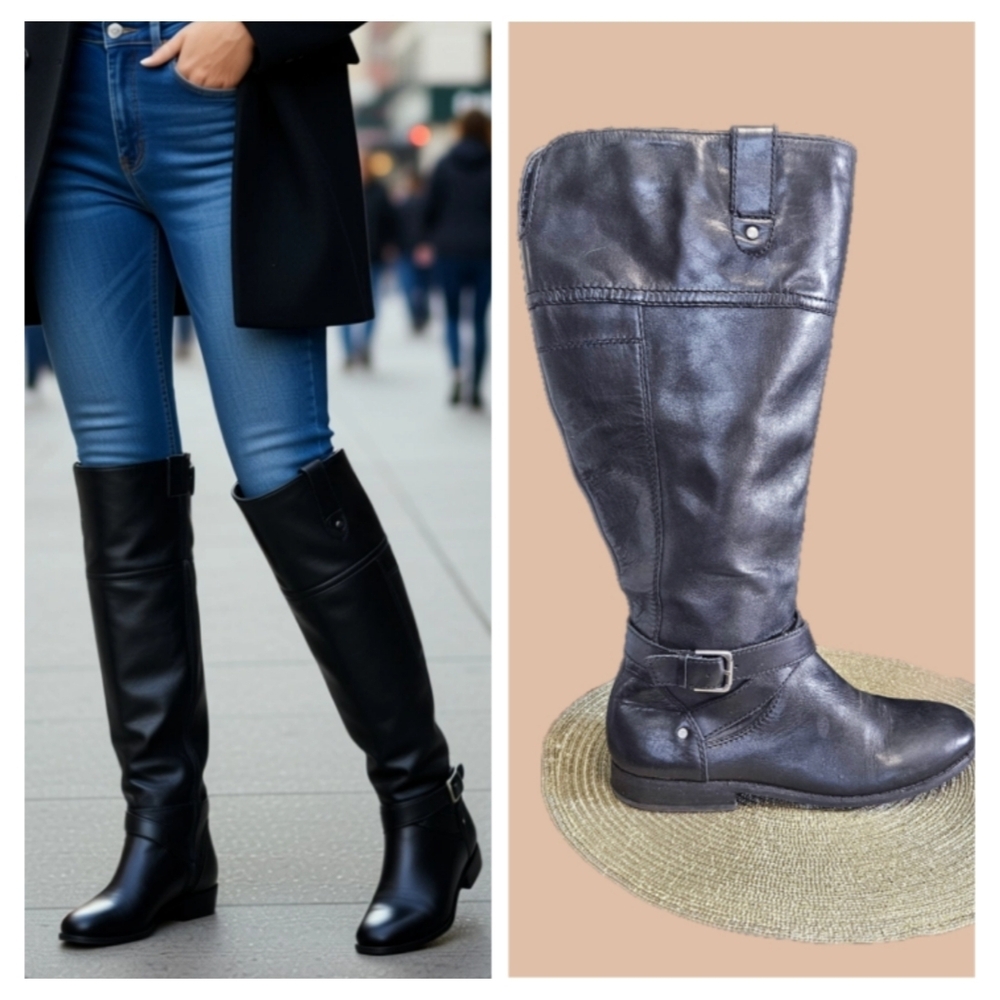 MARC Fisher Black Leather Knee-High Boots Size 9M